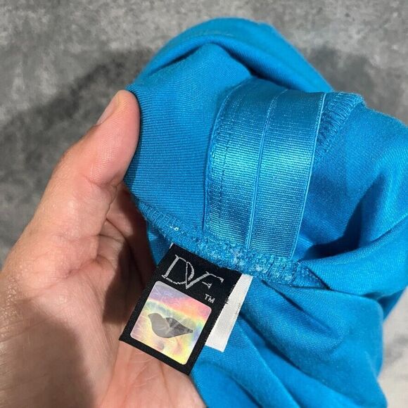 Diane Von Furstenberg Bentley Turquoise Stretch Ruched Faux Wrap Dress Sz M - Picture 9 of 10